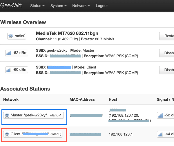 OpenWrt wifi client and master mode