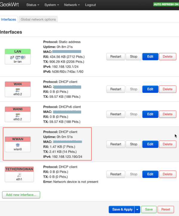 OpenWrt wwan interface