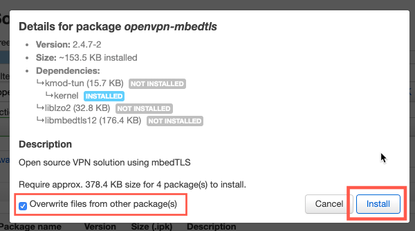 OpenWrt openvpn installation