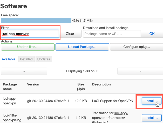 Openwrt как установить luci без интернета