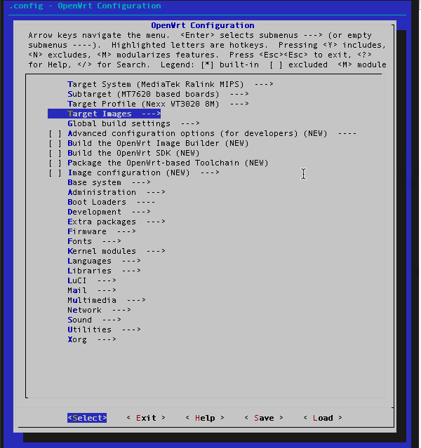 OpenWrt make menuconfig