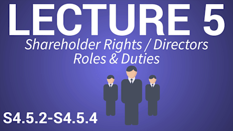 Business Law for Managers - Lecture 5 - Shareholder Rights / Directors Roles and Duties