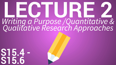 Applied Project & Research Methods in Business - Lecture 2: Writing a Purpose / Quantitative and Qualitative Research Approaches