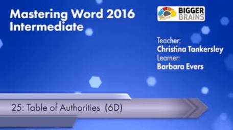 Word 2016 Intermediate: Table of Authorities