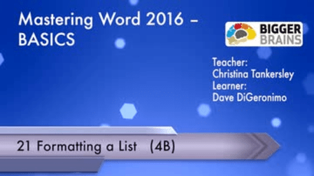 Mastering Word 2016 Basics: Formatting a List