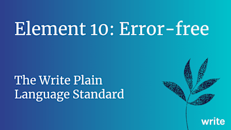 The Write Plain Language Standard: Error-free