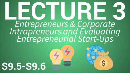 Entrepreneurship & Innovation Management - Lecture 3: Entrepreneurs & Corporate Intrapreneurs and Evaluating Entrepreneurial Start-Ups