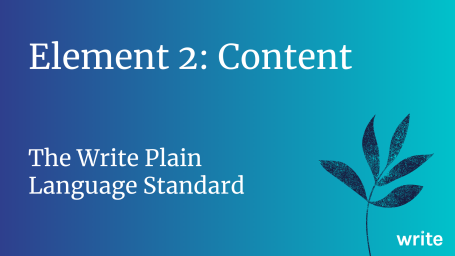 The Write Plain Language Standard: Content