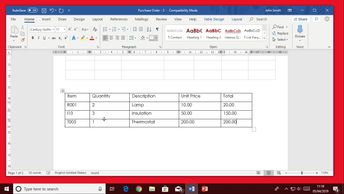 Word Office 365: Using Table Tools