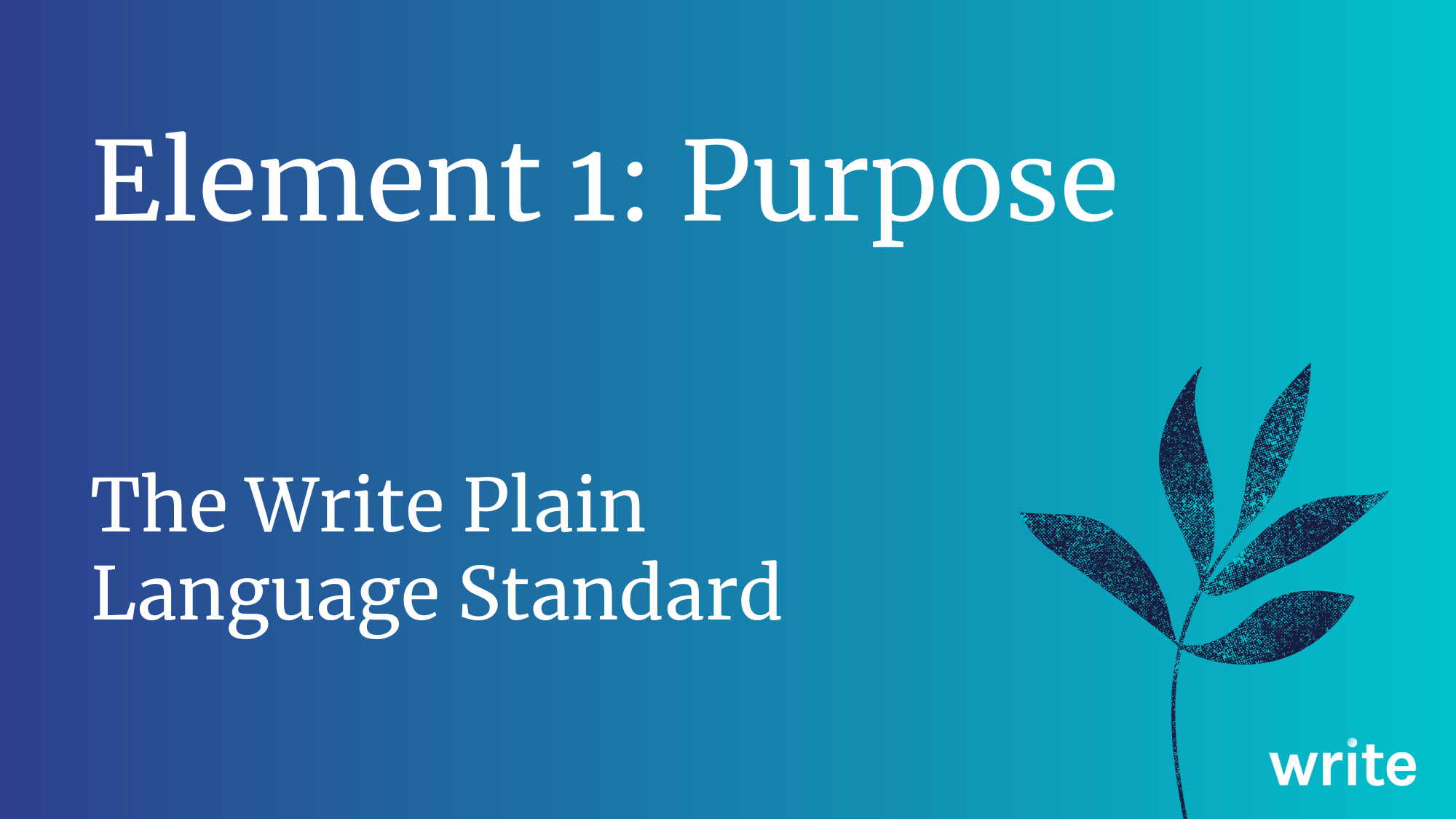 The Write Plain Language Standard: Purpose