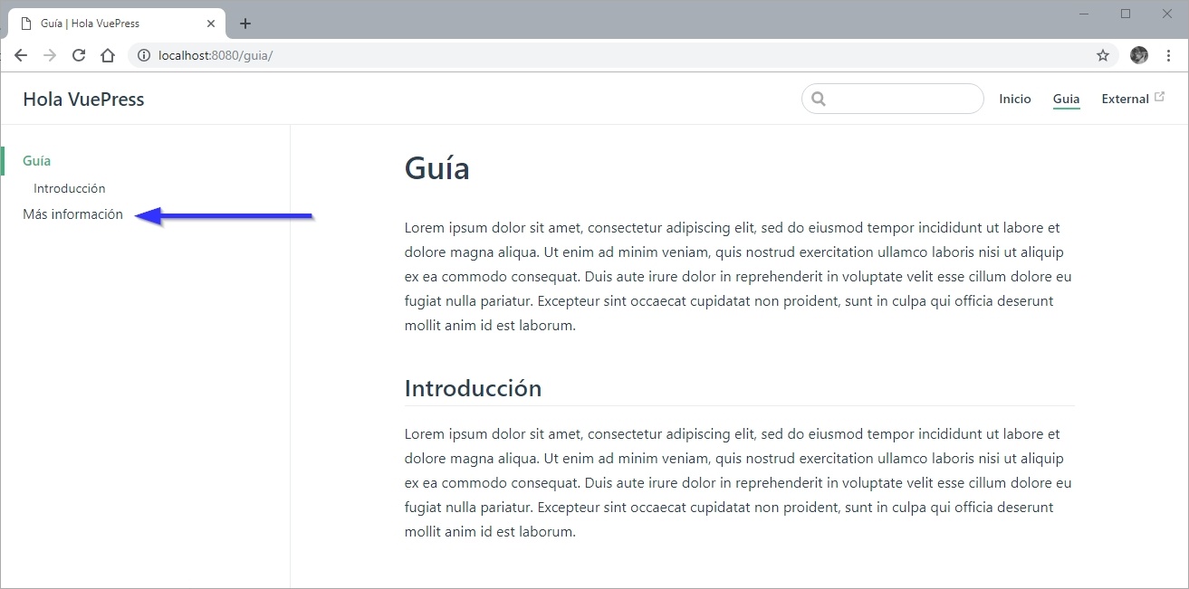 Agregando una serie de enlaces al sidebar VuePress