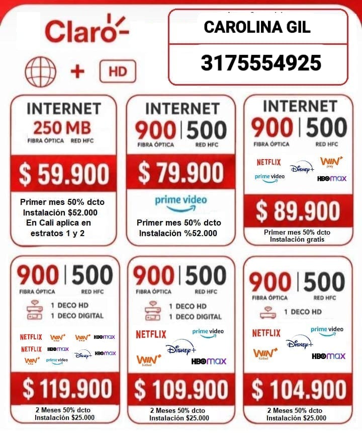 Servicio de internet y televisión con Claro