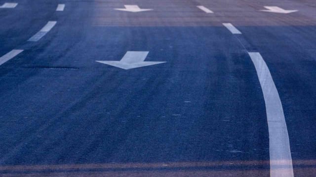 a photo of traffic lanes