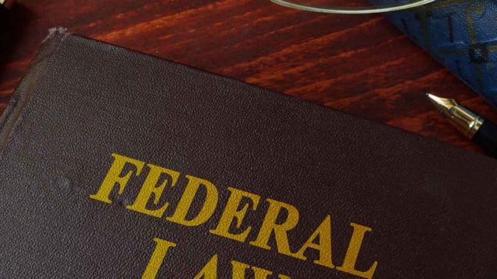 a federal law book on an attorneys desk