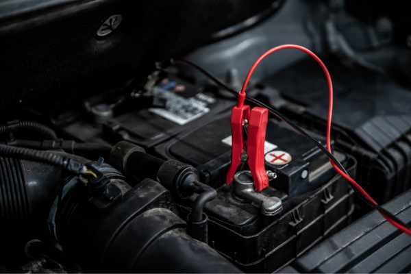 a car battery being tested