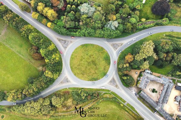 an aerial photo of a roundabout in Georgia