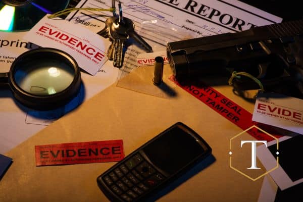 evidence for solving a murder on a table