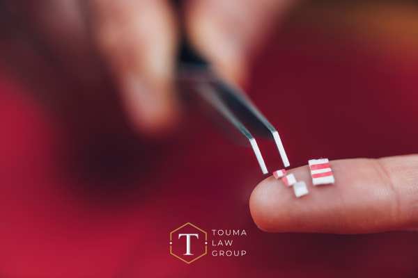a man pulling an LSD strip off his finger with tweezers