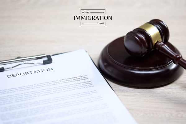 a deportation order and gavel on a desk