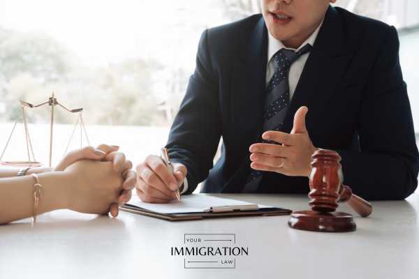 an attorney reviewing a T visa application with a client