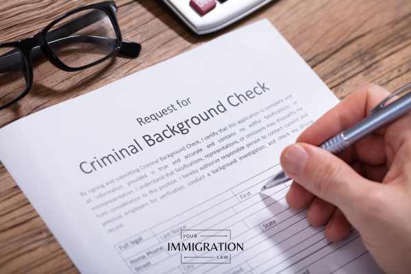 a USCIS filing for a background check on an immigration applicant