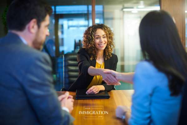 a woman on a work visa in a job interview
