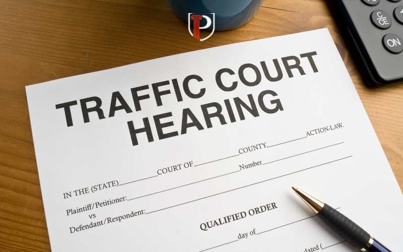 a traffic court hearing notice on a table