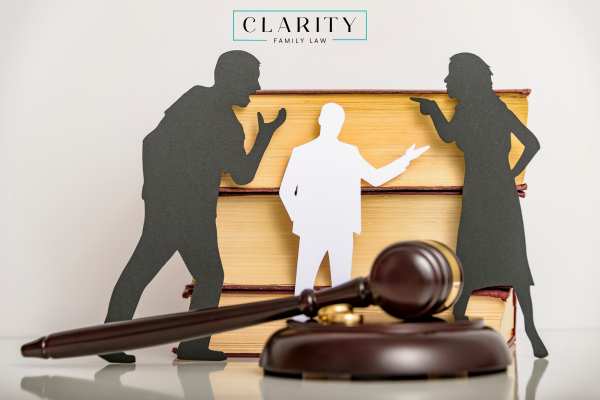a cut out of a couple arguing over child custody