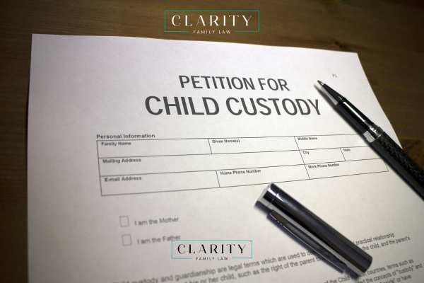 a child custody agreement on a desk
