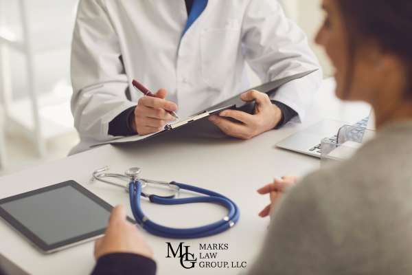 a woman visiting a doctor