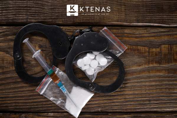 drugs and handcuffs on a table