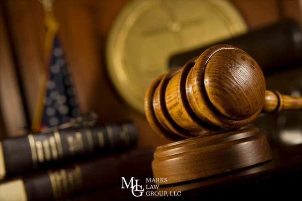 a photo of a judge's bench in a court room