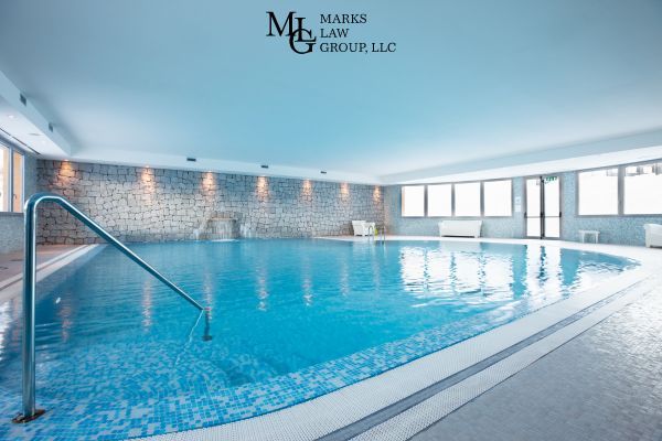 an indoor pool in a hotel