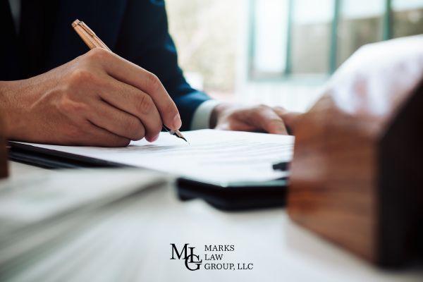 an attorney working on a Decatur premises liability case at his desk
