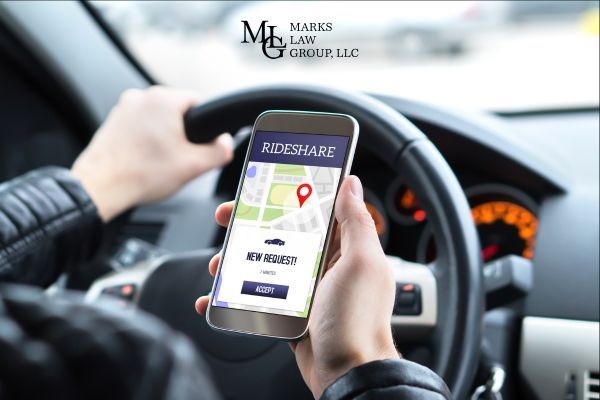 a rideshare driver accepting a passenger request