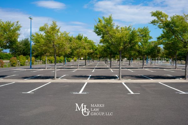 empty parking lot on clear sunny day