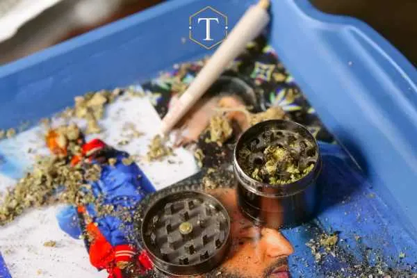 marijuana paraphernalia on a tray