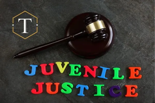 A gavel next to colorful letters spelling "JUVENILE JUSTICE."
