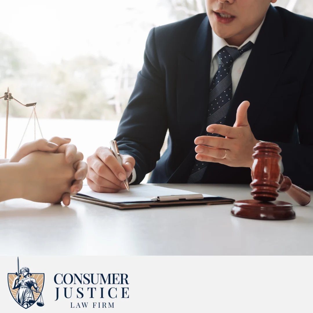 A lawyer counsels his client about labor law violations. It conveys that help is available.