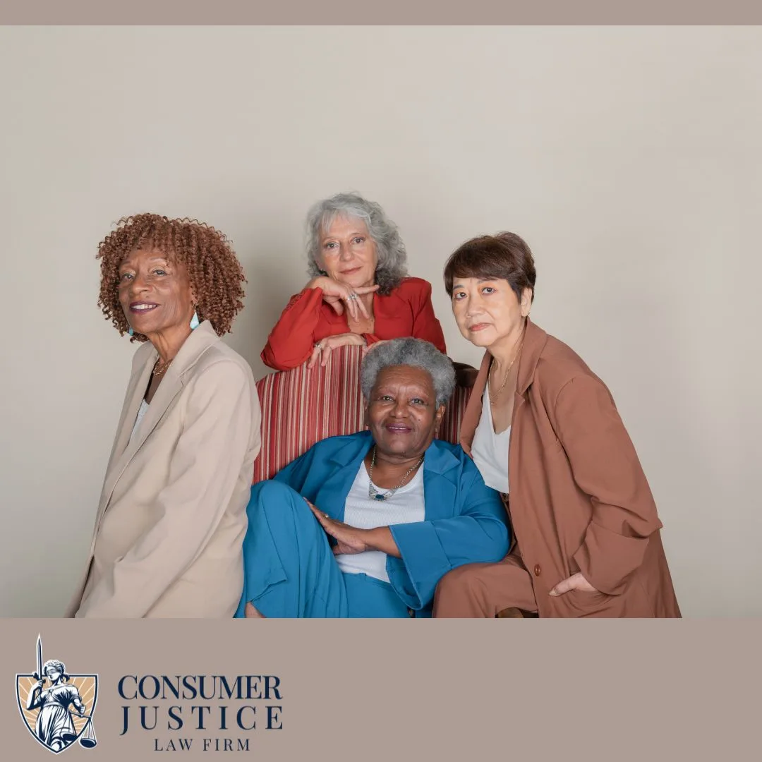 A group of older women look strong. It conveys that an age discrimination attorney can help.