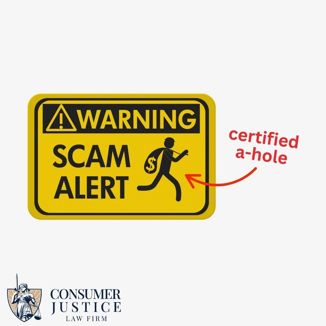 A sign warns about scammers and shows if you fell for a scam, you're not stupid. They suck.