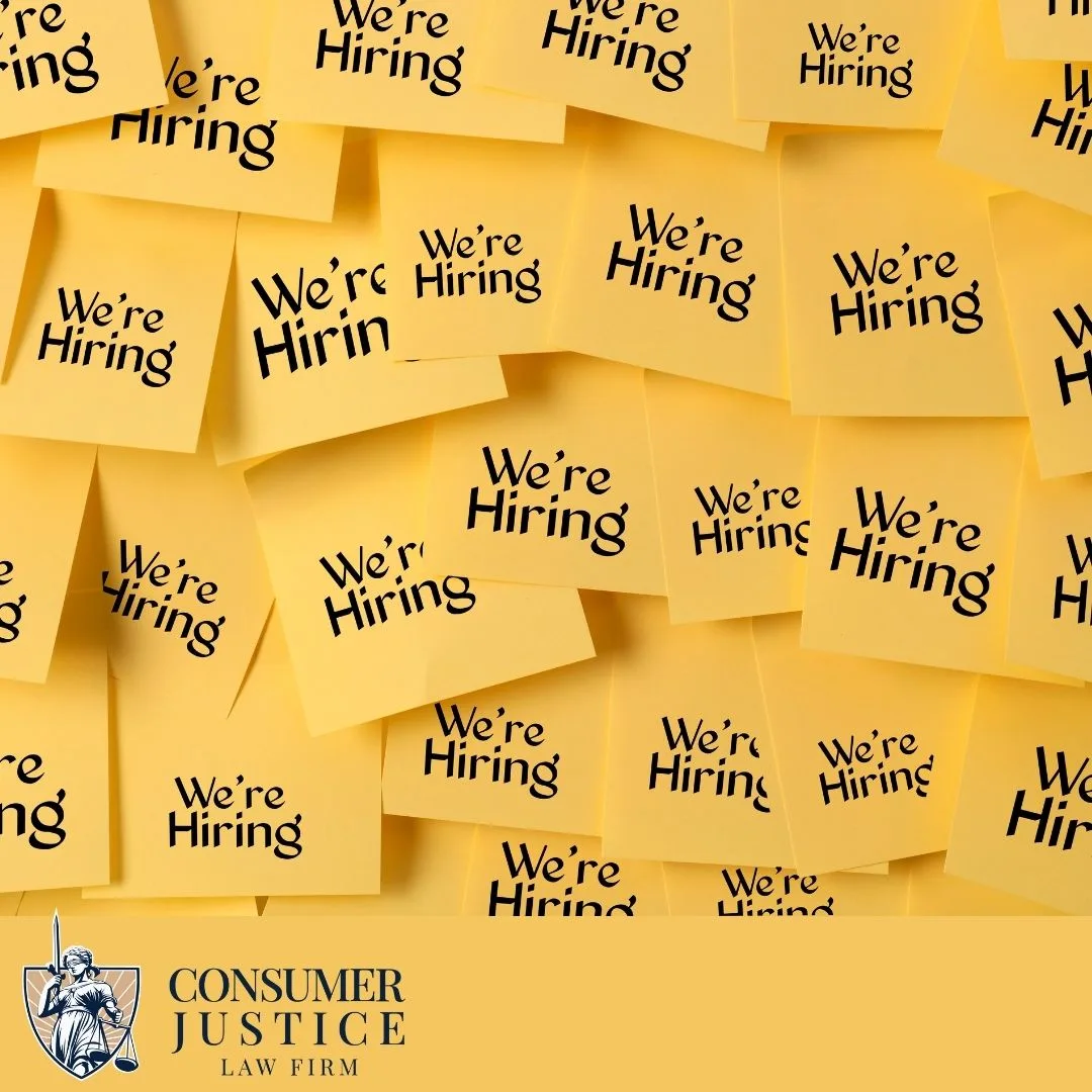 A job opening is announced. It conveys that a HireRight lawsuit can help if you lost a job opportunity.