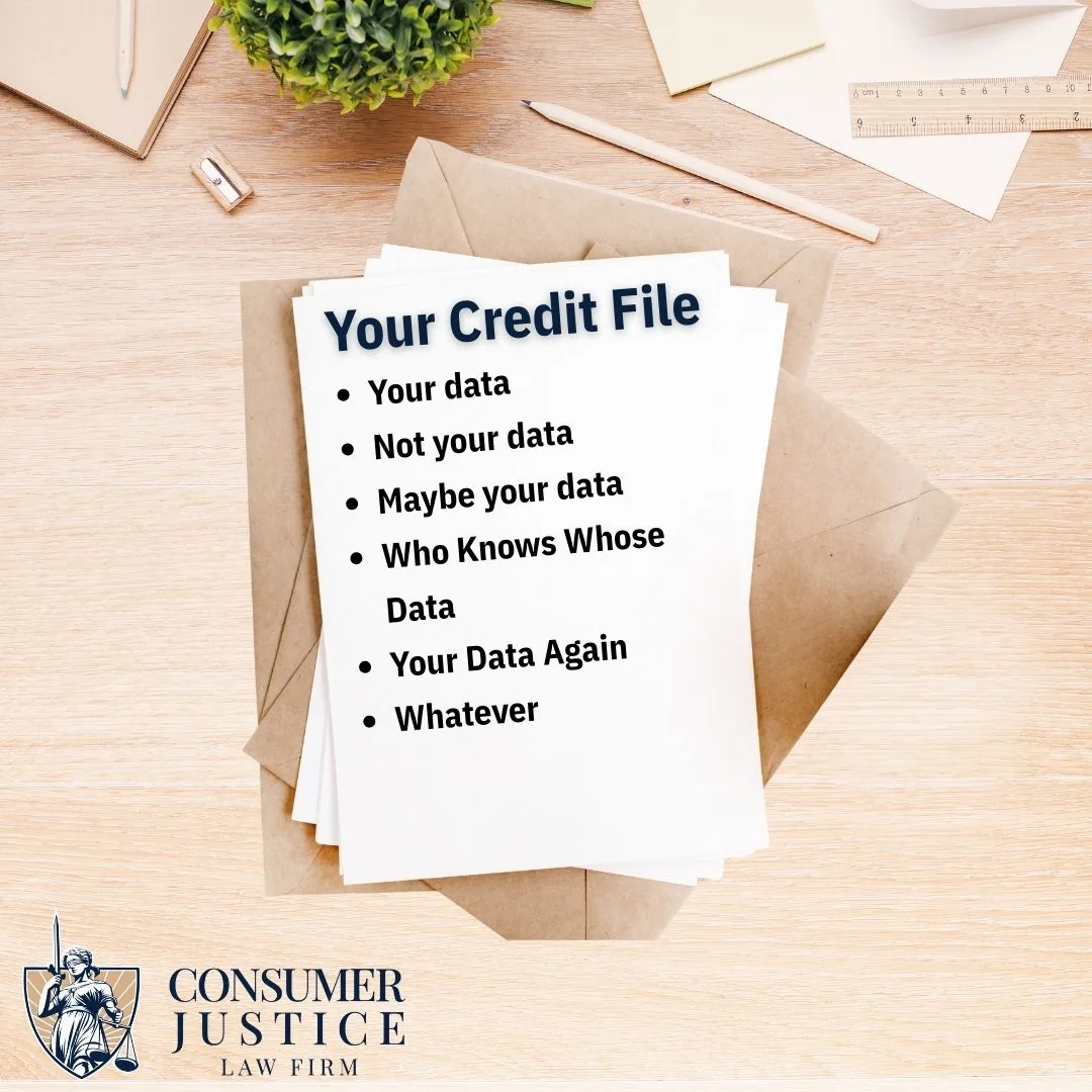 A mixed credit file shows everyone's data mixed in.