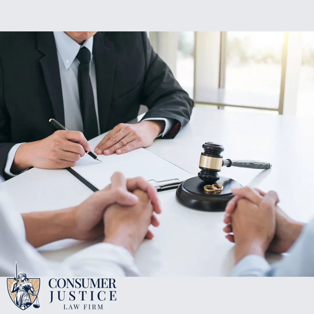 A lawyer counsels a client about an employment discrimination lawsuit.