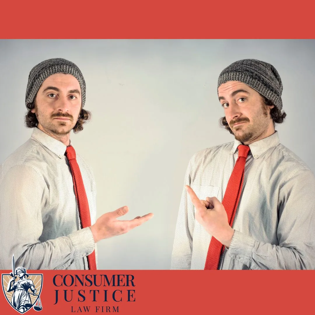 Twins point at each other. It conveys that when twins have a mixed credit report, it's bad.