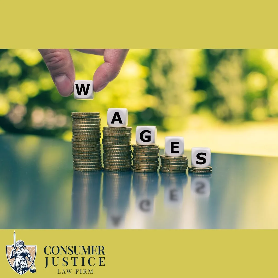 Stacks of coins getting smaller highlight the impact of wage theft.