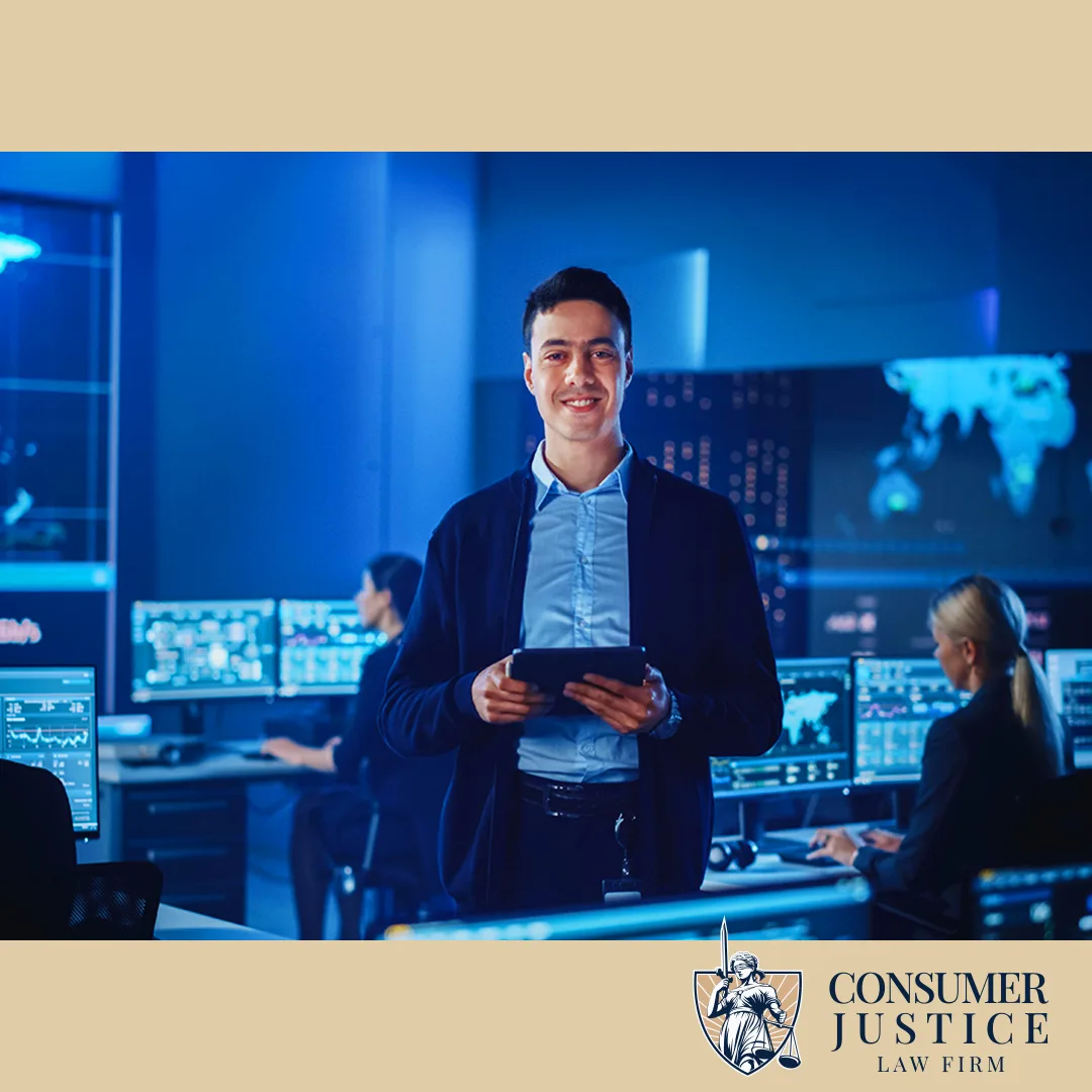 A programmer stands in a high tech room, highlighting the stature of security clearance jobs.