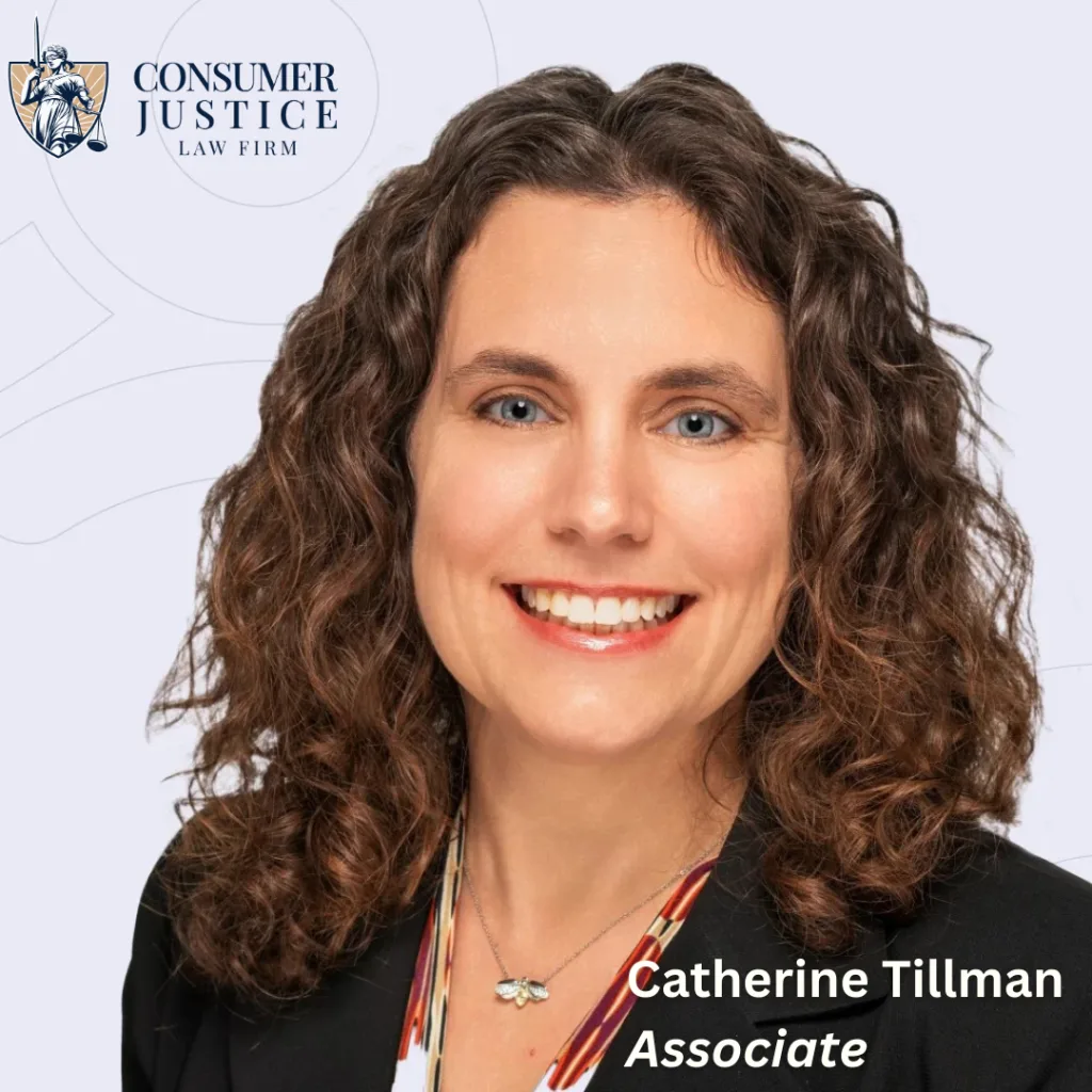 Headshot of Consumer Justice Law Firm associate attorney Catherine Tillman who helps clients fight Amazon Flex background check errors.