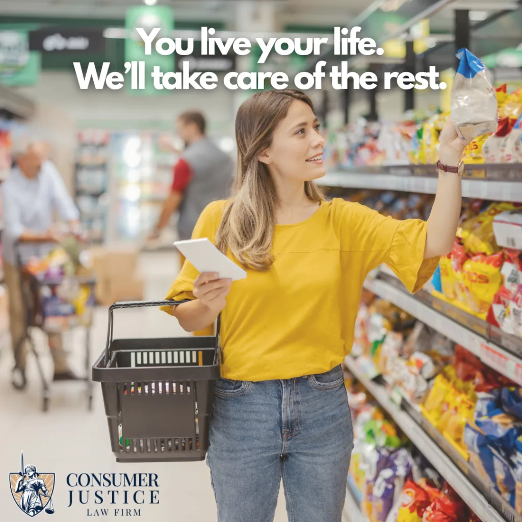 A woman shops in a grocery store. The image conveys getting on with life as normal now that you have help with an Equifax consumer deceased error.