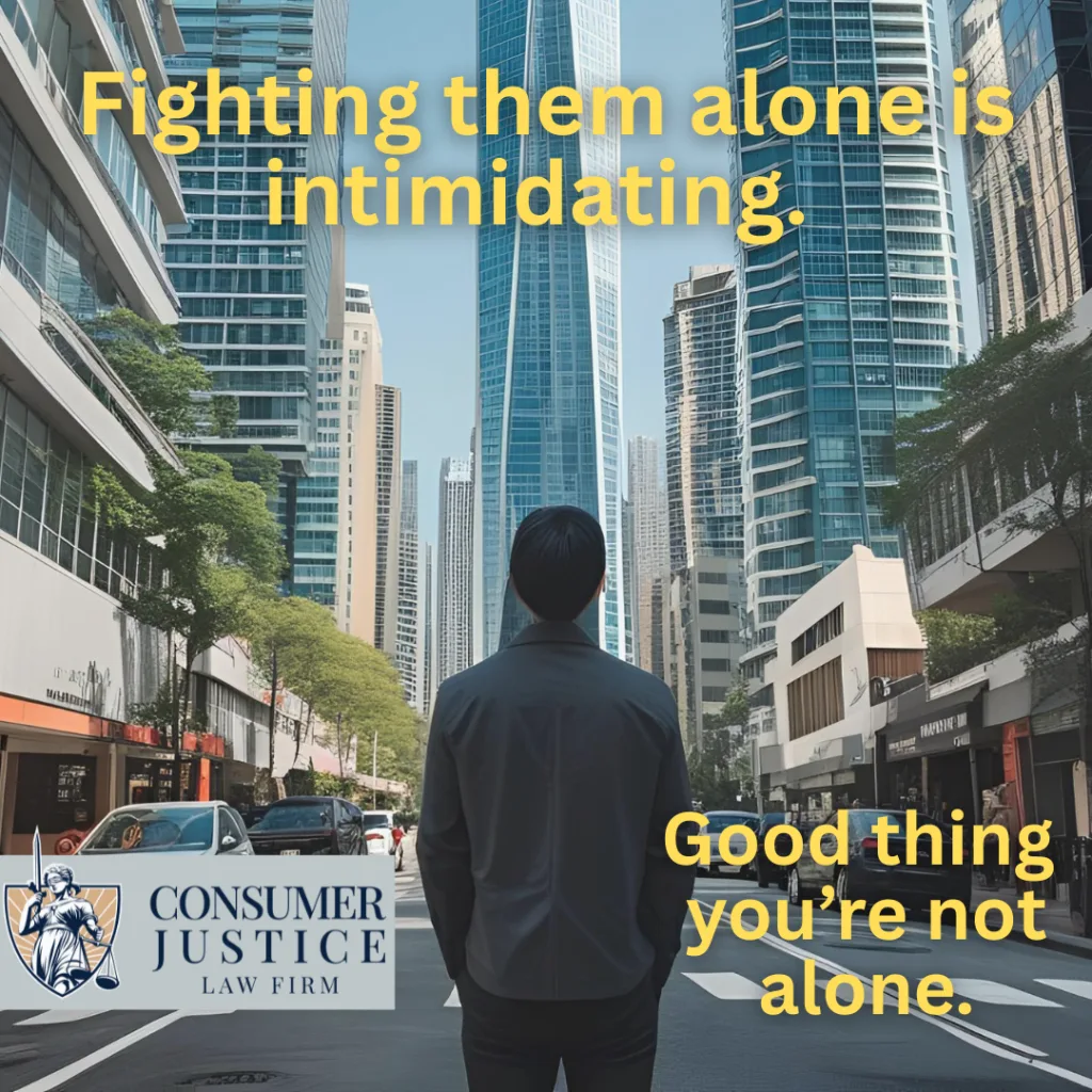 A man stares at skyscrapers. It conveys that a First Advantage background check dispute is intimidating without a lawyer.